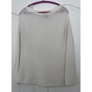 Anthropologie Michael Stars Cream Sweater Wide Neck Delicate Lace Knit Sz L